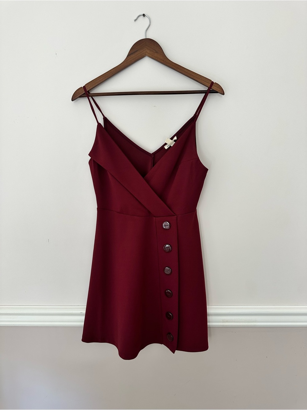 silence + noise Burgundy Button-Accent V-Neck Mini Dress